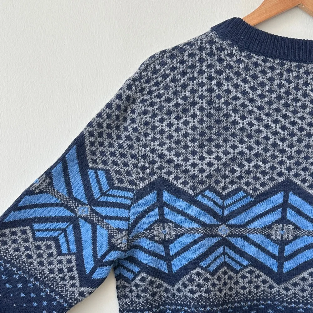 United by Blue Recycled Wool Blend Men's Blue Patterned Fair Isle Sweater